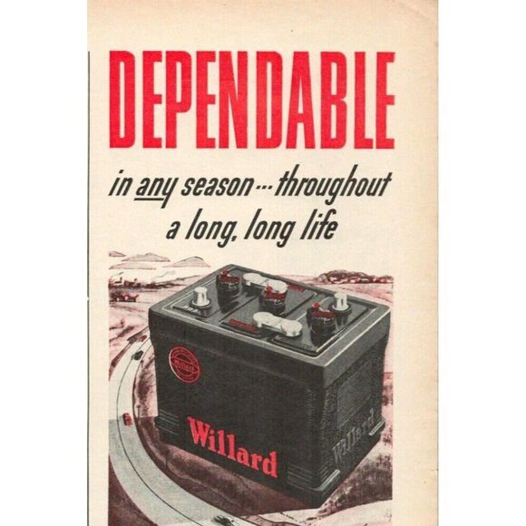 1946 Willard "Safety Fill" Batteries Vintage Print Ad (L7) - Picture 2 of 3